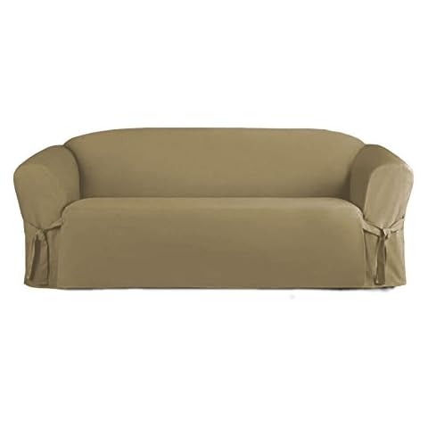 Linen Store Microsuede Slipcover Furniture Protector Cover, Perfect for Pets, Taupe, Sofa Cover