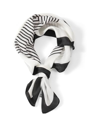 1PC Black and White Striped Scarf, Soft Lightweight Striped Head Wrap, Stylish Bandana Accessory for Women Men, Breathable Fashion Classic Scarfs (Black&White)