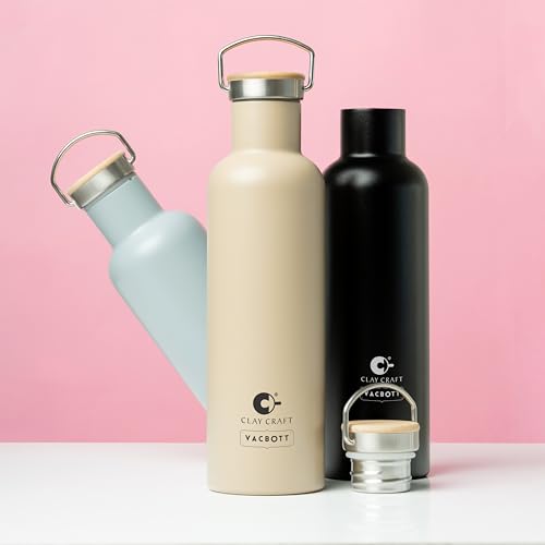 Image of CLAY CRAFT VACBOTT Melissa Classic Double Walled 18 Hours Hot and 24 Hours Cold Vacuum Insulated Flask 860 ml, 2 Pcs Bottles for Travelling|BPA-Free|Leak Proof|BIS Certified|1Year Limited Warranty