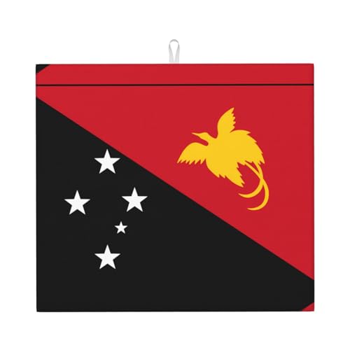 Tapis de séchage de cuisine 40,6 x 45,7 cm, décoratif, durable, lavable et réutilisable, tapis absorbant motif drapeau de la Papouasie-Nouvelle-Guinée