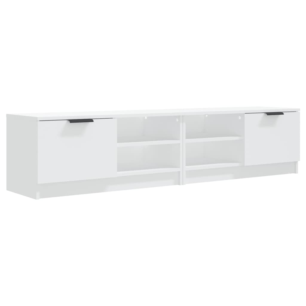 Zestaw 2 szafek TV, białe, 80 x 35 x 36,5 cm, materiał drewnopochodny, konsola medialna do salonu, sypialni, centrum rozrywki, stabilny blat stołu, eleganckie wzornictwo