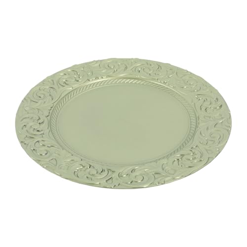 50 platos cargadores redondos verdes de plástico 13 pulg. miniatura 7