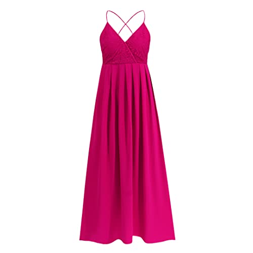 Robe longue d'été dos nu en dentelle fleurie et col V plongeant