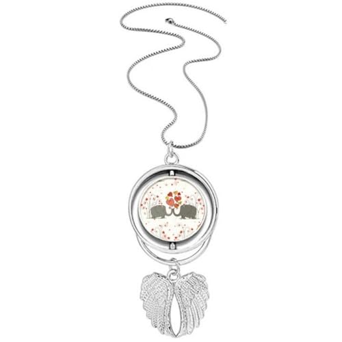 Collier ailes d'ange et éléphants gris idée cadeau d'anniversaire