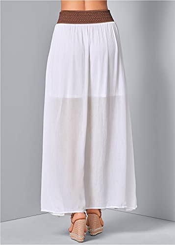 LEEBE Women's Crochet Lace Detail Maxi Skirt2