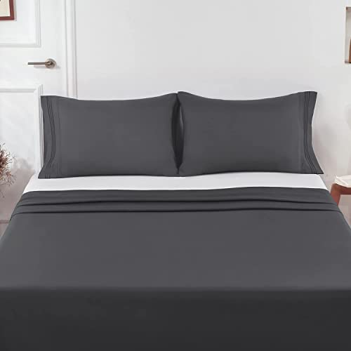 Lirex 2er Pack Kissenbezug 50 x 101 cm, Weiche Gebürstete Mikrofaser-Kissenbezüge, Hotelverschluss kopfkissen bezug，Kopfkissenbezug aus weichem Mikrofaser ，Oeko-TEX Zertifiziert (Dunkelgrau)