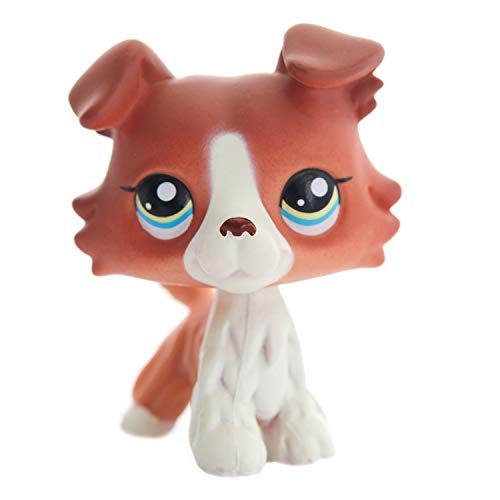 Littlest Toy Dog - Little Pet Shop Animal Figure - Brown Collie Dog - Mini Shorthair Dog Toy for Kids - Blue Eyes Puppy Figure for Short Hair Pet Collection for Kids -1pc