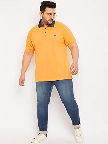 Image of Club York Men Cotton Blend Half Sleeve Polo Neck Solid Plus Size T-Shirts
