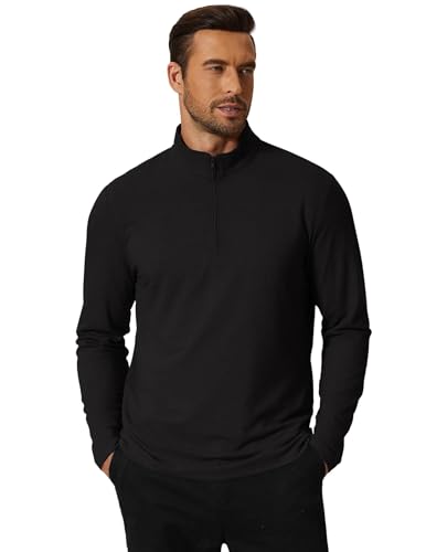 COOFANDY Men's Quarter Zip Pullover Mock Neck Golf Shirts Casual Long Sleeve Shirt3