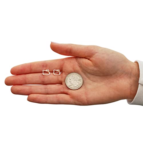 Sanrio Hello Kitty Womens Stud Earrings - Sterling Silver Hello Kitty Earrings with Silhouette Design Officially Licensed4