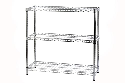 Scaffale in Filo d'Acciaio Cromato con Tre Ripiani 35 x 90 x 90 cm