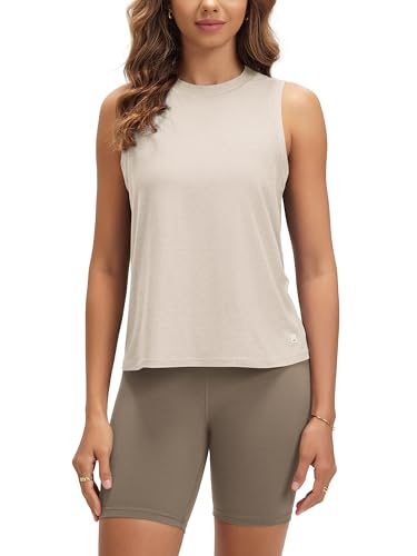 ODODOS Women's Performance Tank Ultra Soft Stratum Tech Sleeveless Tee Shirts High Crew Neck Pullover Top