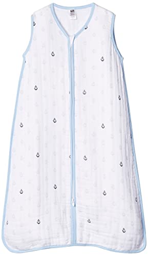 Image of Hudson Baby Unisex Baby Muslin Cotton Sleeveless Wearable Sleeping Bag, Sack, Blanket, Anchor, 0-6 Months