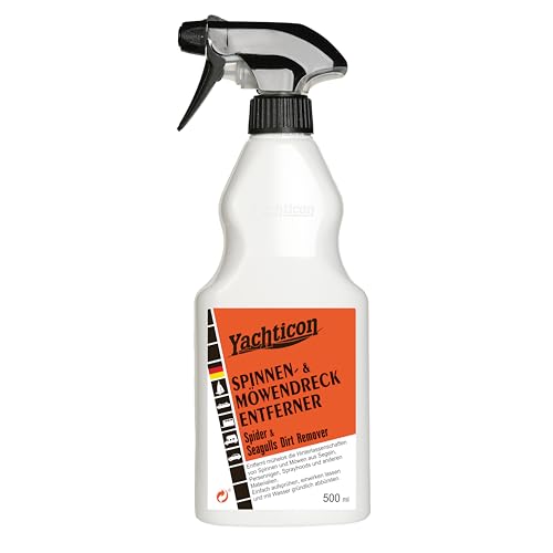 Yachticon Spinnen & Möwendreck Entferner Spray 500 ml – Profi-Reiniger für Deck, Persenning, Sprayhood & Segel – entfernt Rückstände von Spinnen, Möwen und Insekten schonend und gründlich
