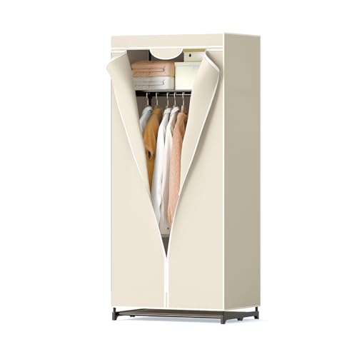 GIANTEX Kleiderschrank, Stoffschrank mit Metallgestell...