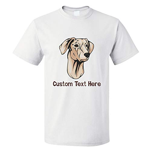 Custom Funny Graphic T Shirts for Men Sloughi Head Cotton Top White Personalized Text Here X Large