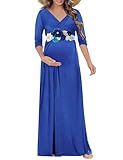 KIM S Maternity Dress Winter Maternity Dress for Photoshoot Baby Shower Christmas Maxi Wrap Long Postpartum Pregnancy Clothes 2025 (Royal Blue M)