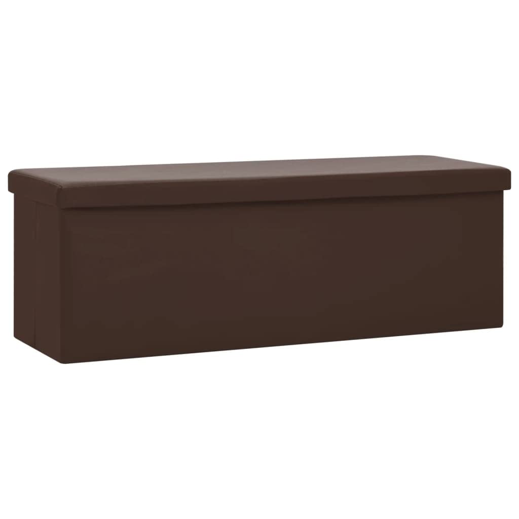 Panchina pieghevole con vano portaoggetti in MDF in finto lino, pieghevole, con vano portaoggetti in MDF in finto lino, pieghevole con PVC marrone