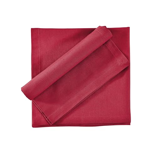 Image of FINGERCRAFT Table Napkins 18x18 Inches Set of 6 Cotton Linen Blend Fabric Dinner Cloth Napkins Washable and Reusable, Good Absorbency for Home, Parties, Hotels (Tango Red)