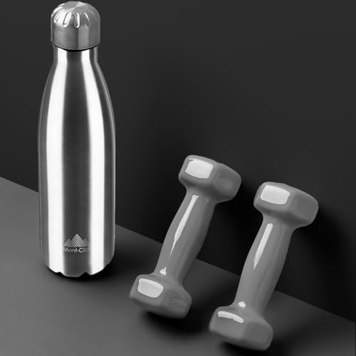 Image of Mont-Clair Stainless Steel Water Bottle, Vacuum insulated - BPA Free, 12h Hot & 24h Cold Drinks, Metal Water Bottle 17 oz Leakproof, Ideal for Adult, Kids, Running - Silver