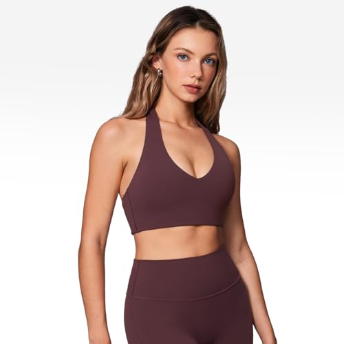 Image of INGIA Halter Longline Sports Bra Padded | Yoga, Workout, Low Back, Crop Top, with Built in Bra, for Women