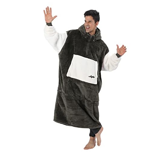 Argstar Oversized Manta con Capucha para Hombres y Mujeres, Sudadera Manta Mujer Ligera y Cómoda Terciopelo Cálido y Suave Gigante con Bolsillo Profundo y Mangas Elásticas (Gris)