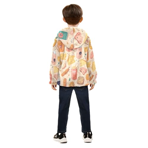 Variety Of Snacks Girls Fleece Jacket Girls Fall Jacket Girls Zip Up Hoodie Girls Sherpa Jacket 2-10T4