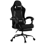 Nexthra Gaming Chair with Footrest Lumbar, Ergonomic Leather Mesh Reclining Chair 220lbs with Headrest for Office and Long Gaming Sessions,Black
