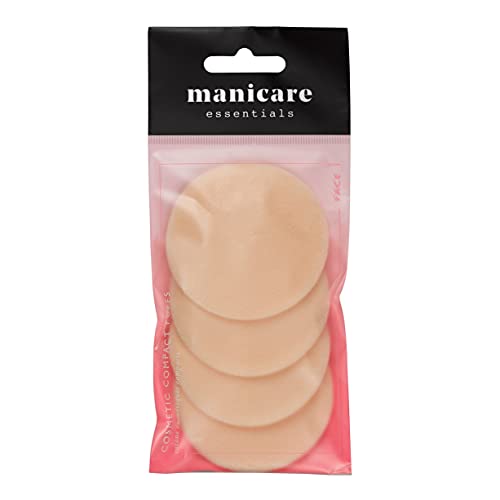 Manicare Kosmetik-Puffs, latexfrei, wasch-, wiederverwendbar, perfekt für Kompaktpuder, runde Beauty-Blender für Gesicht, einfach zu nutzen, für makelloses Auftragen, Fixieren und Formen, 4 Stück