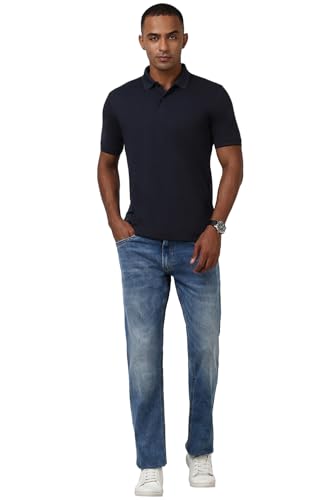 Image of Peter England Men's Premium Branded Regular Fit Half Sleeve Polo T-Shirt | Cotton Rich | Birds Eye Interlock Weave| No Pocket