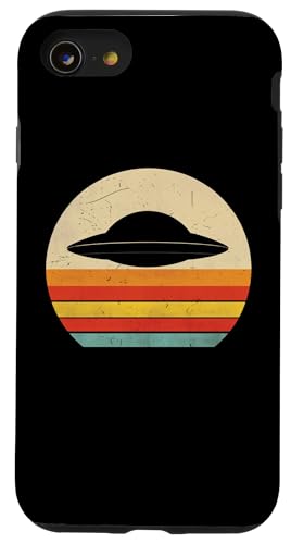 Installazione facile Custodia per iPhone SE (2020) / 7 / 8 Retrò Tramonto Alieno UFO Hunter Space Ship Amante Divertente Vintage