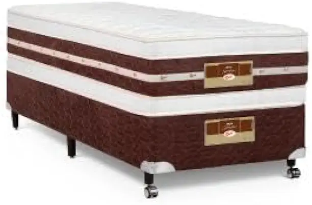 Cama Box + Colchão Castor Solteiro Silver Star Air Double Face Híbrido 88x188x61cm