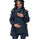 Baby Wrap Carrier - All In 1 Original Maternity And Baby Wearing Jacket Puffer Down Newborn To Toddler Sling,Easy To WearNavy,XXL