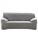 Scorpiuse Stretch Sofa Cover 1-Piece Polyester Spandex Fabric 3 Cushion Couch Slipcover Grey