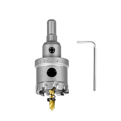 Image of SALI 1-5 /16 inch (34mm) TCT Hole Saw Kit Tungsten Carbide Tipped Hole Saw Drill Bit with Titanium-Plated Pilot Drill bit for Metal, Stainless Steel, Iron, Wood, Plastic