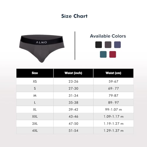 Image of ALMO Men's Micromodal Solid Briefs | 3X Softer Than Cotton | Anti-Bacterial & Odour Control | Enhanced Stretchability | Fade Resistance | Faster Moisture Absorption