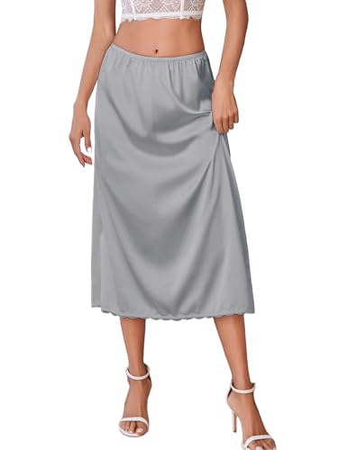 Image of Avidlove Women's Satin Half Slip 36 inch Lace Long Underskirt S-XXL