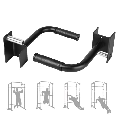 EVERYMATE Dip Bar Attachment for Power Rack and Squat Rack Dip Stand Bars for 2x2 Power Rack Attachments for Pull Up Triceps & Chest Workouts