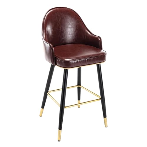 Tabourets de bar en cuir PU LiChA pour îlot de cuisine avec pieds en métal noir