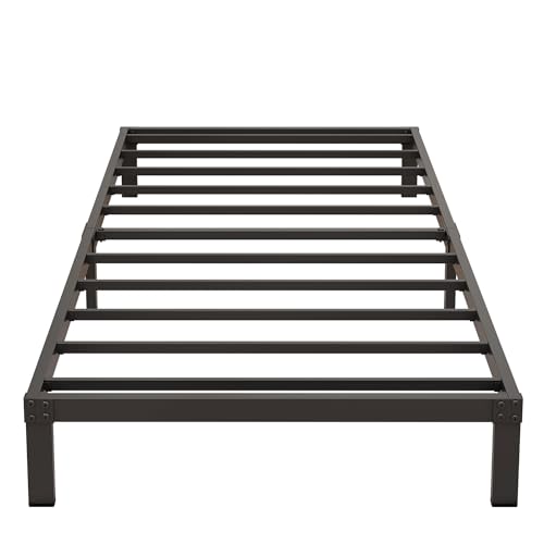 Fly-CTsoar 9 Inch Low Twin Bed Frames Heavy Duty Metal Platform, No Box Spring Needed, Easy Assembly Mattress Foundation, No Noise, Black