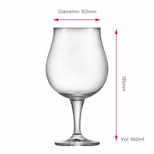 Ruvolo, Jogo de Taça, Taça de Cristal Mason G, para Cerveja 660ml 6 Peças