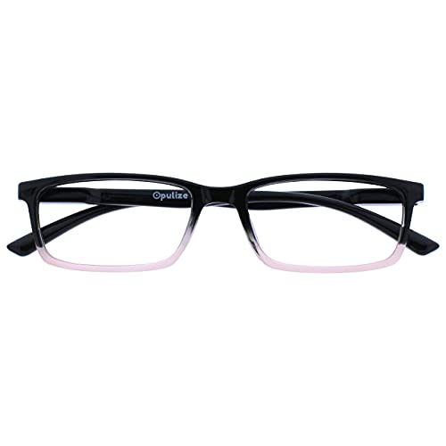 Image of OPULIZE SEE Reading Glasses with Blue Light Blocking for Women and Men, Narrow Frame, Spring Hinges, Computer Gaming Glasses, Black To Pale Pink +3 (Pack of 1)