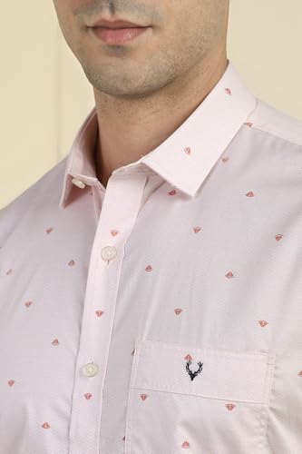 Image of Allen Solly Men Peach Print Half Sleeves Formal Shirts