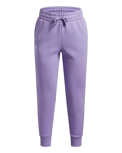 Under Armour Niña Rival Fleece Jogger, Pantalón Largo Deportivo de Forro Polar de Mezcla de algodón ultrasuave, Pantalones de chándal Ligeros con Pernera cónica y bolsillosTransparent / / White,YMD