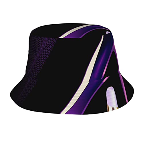 Chapeau de soleil violet double face réversible noir avec grand bord pliable de plage