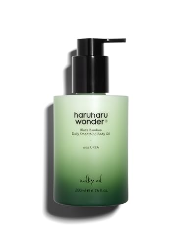 HARUHARU wonder Black Bamboo Daily Smoothing Body Oil – Fast Absorption, Lightweight, Non-Greasy, Deeply Hydrating, Locks in Moisture, Softens & Nourishes Skin, With Almond & Argan Oil, 6.76 fl oz