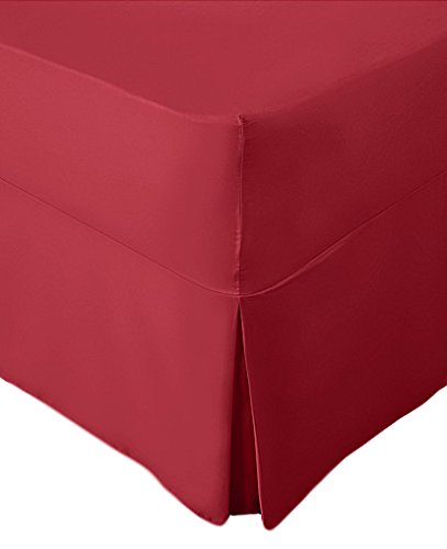 EXTRA DEEP FITTED BED SHEETS NON IRON LUXURY PERCALE COTTON RICH VALANCE FITTED SHEET PLEATED BRUSHED COTTON BEDDING DOUBLE BED SET FLAT SHEET (Super King, Red) โ image 1