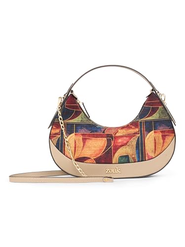 Image of ZOUK Women's Vanya Baguette | Crossbody Vegan Leather Sling Bag | Detachable Strap