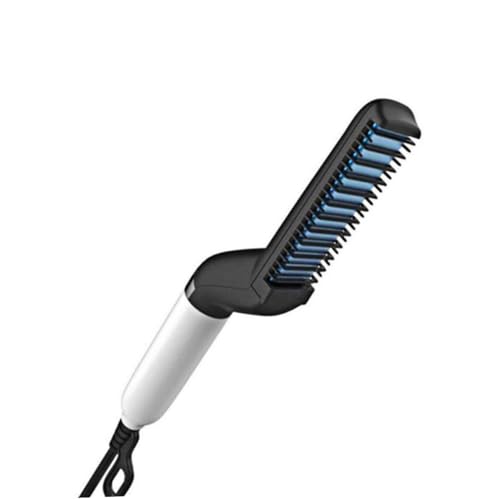 MUSISALY 1Pc Multifunctional Curling Comb and Straightening Brush for Men Ergonomic Non Slip Design Durable Hot Air Hair Tool Compact for Easy Travel Use Compatible with US Plug
