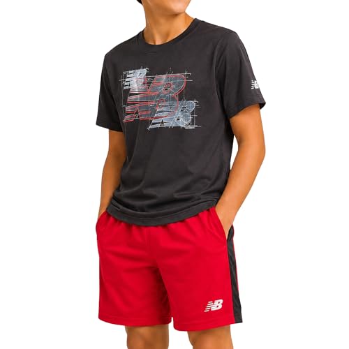 Image of New Balance Boys Short Sets - 2 Piece Active Performance Athletic Shirt and Kids Basketball Gym Shorts for Boys (8-12)